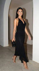 Lecce Halter Maxi Dress - Black