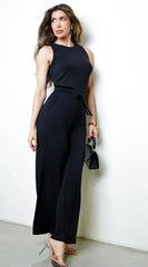 Mirage Sleeveless Waist Band Detail Jumpsuit - Black