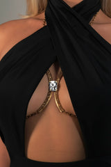 Dazzle Embrace Rhinestone Bra Chain - Gold