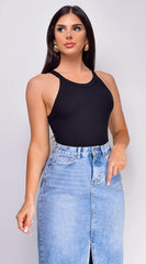 Maria Ribbed Top - Black