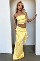 Raima Strapless Satin Top - Yellow