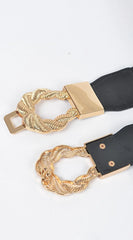 Twist Link Cuff Elastic Belt - Black
