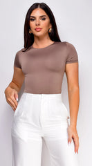 Ariella Round Neck Bodysuit - Beige