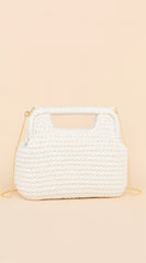 Palmira Faux Straw Clutch - White
