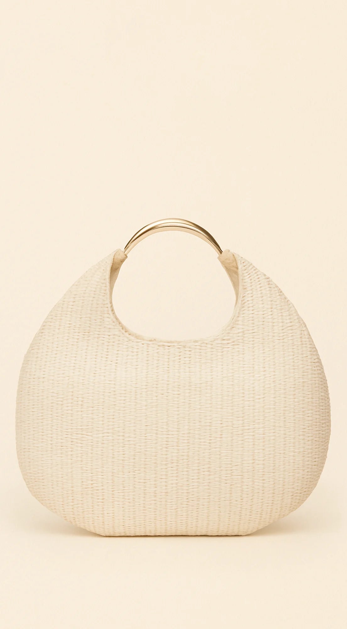 Sunhaven Faux Straw Metal Handle Hobo bag - Beige