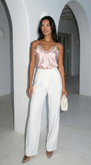 Lugano Luxe Texture Wide Pant - Ivory