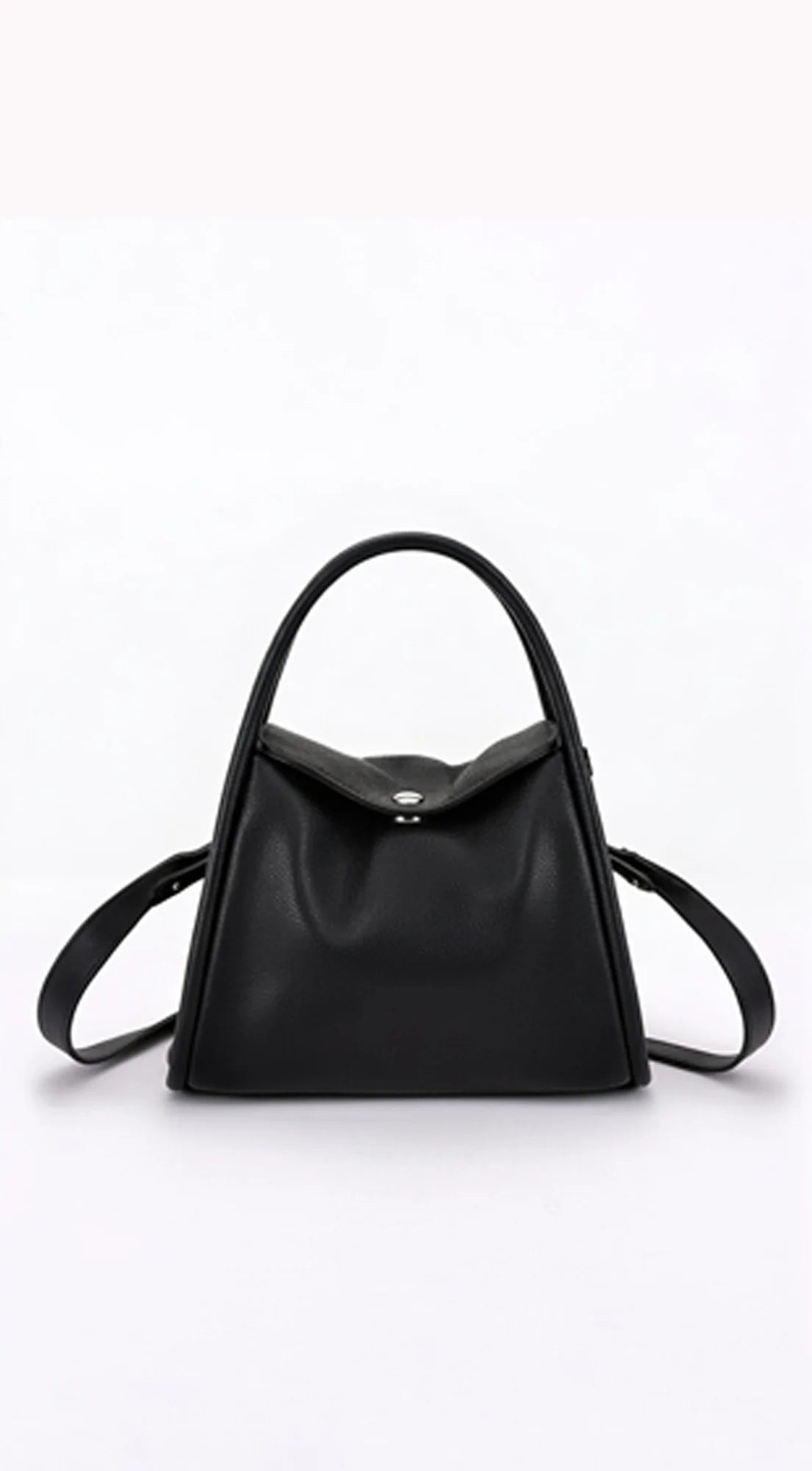 Siena Vegan Leather Top Handle Shoulder Bag - Black