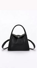 Siena Vegan Leather Top Handle Shoulder Bag - Black