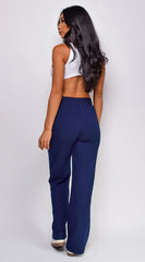 Mina French Terry Straight Cargo Pocket Joggers - Navy